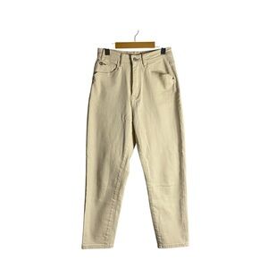 Mirra Masa Women's Cream High Waisted Crop Denim Jeans